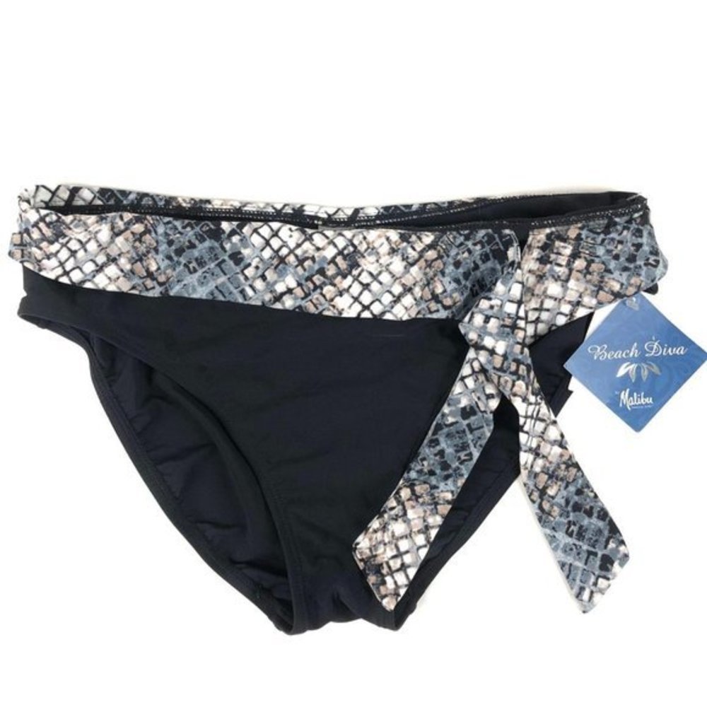 $44 Beach‎ Diva Woman's 16 Black Nylon Spandex Swim